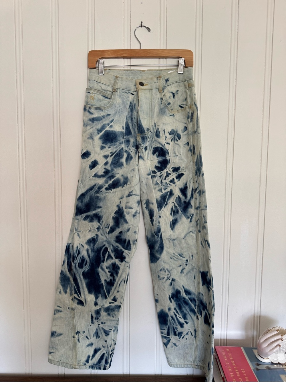 FA Beatrice Domond Wide Leg Jeans - Blue & White RARE